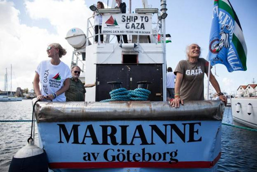 Activists aboard the Marianne before it shipped off, Gaza bound. (Photo: Freedom Flotilla)