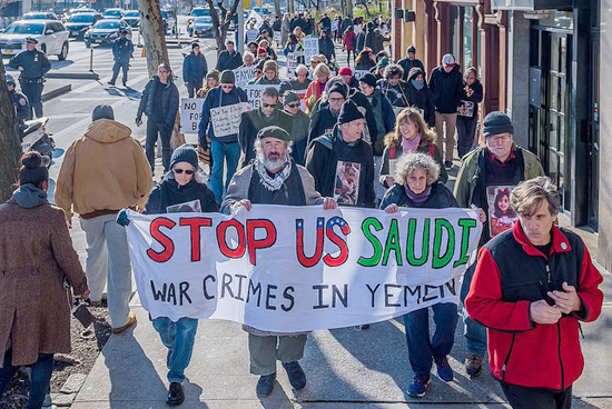 Marching up First Avenue